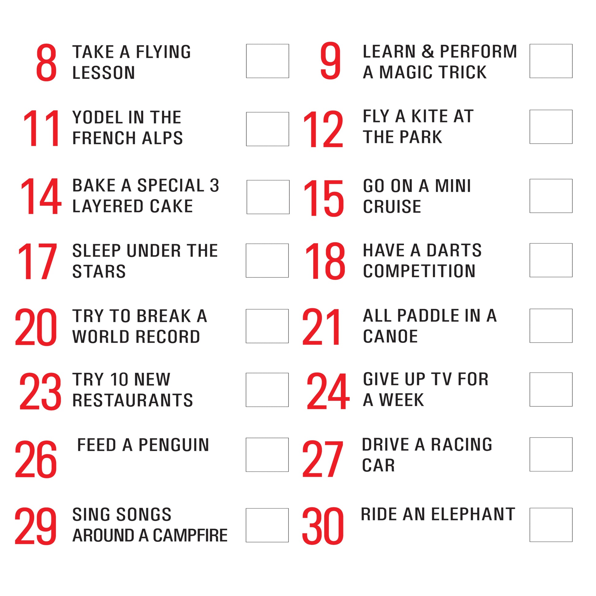 Personalised Bucket Year List Print brambler