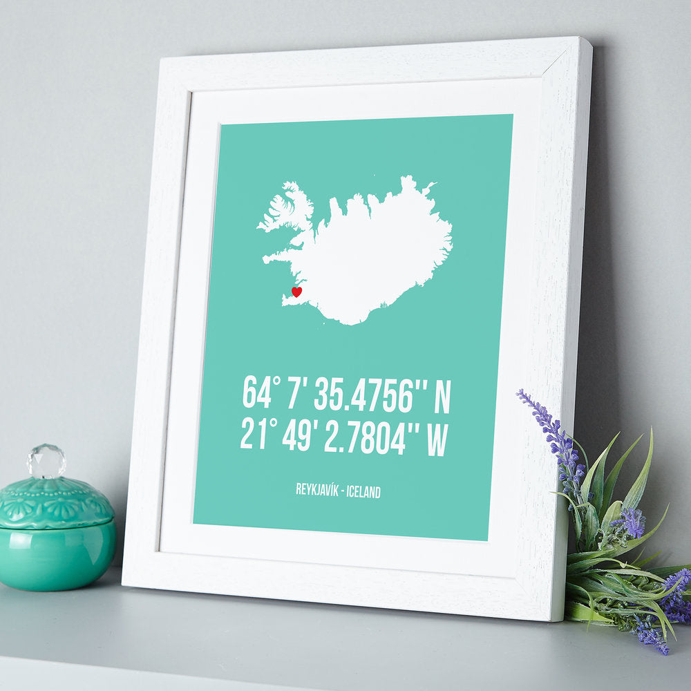 Map Coordinates Personalised Print brambler