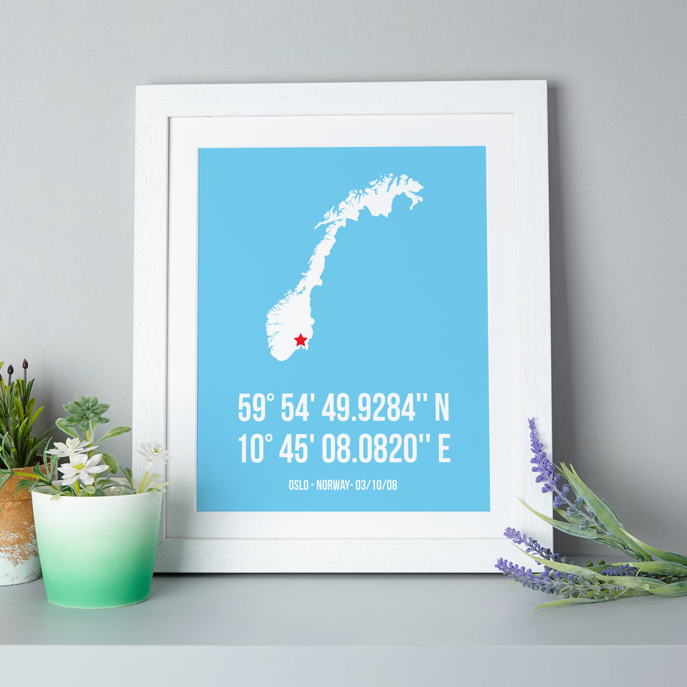 Map Coordinates Personalised Print brambler