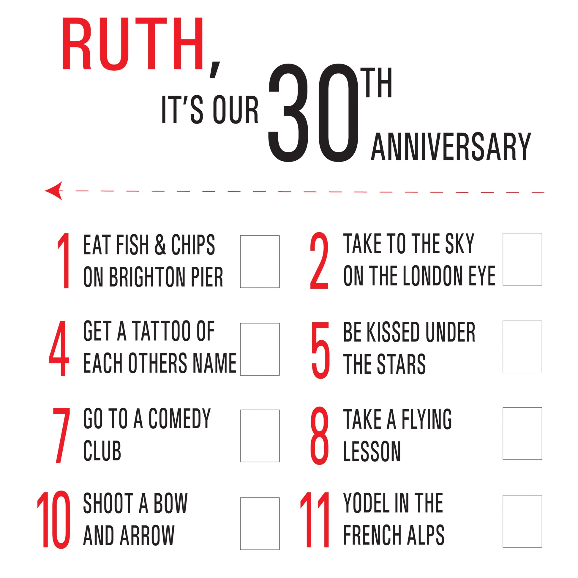 Personalised Bucket Year List Print brambler