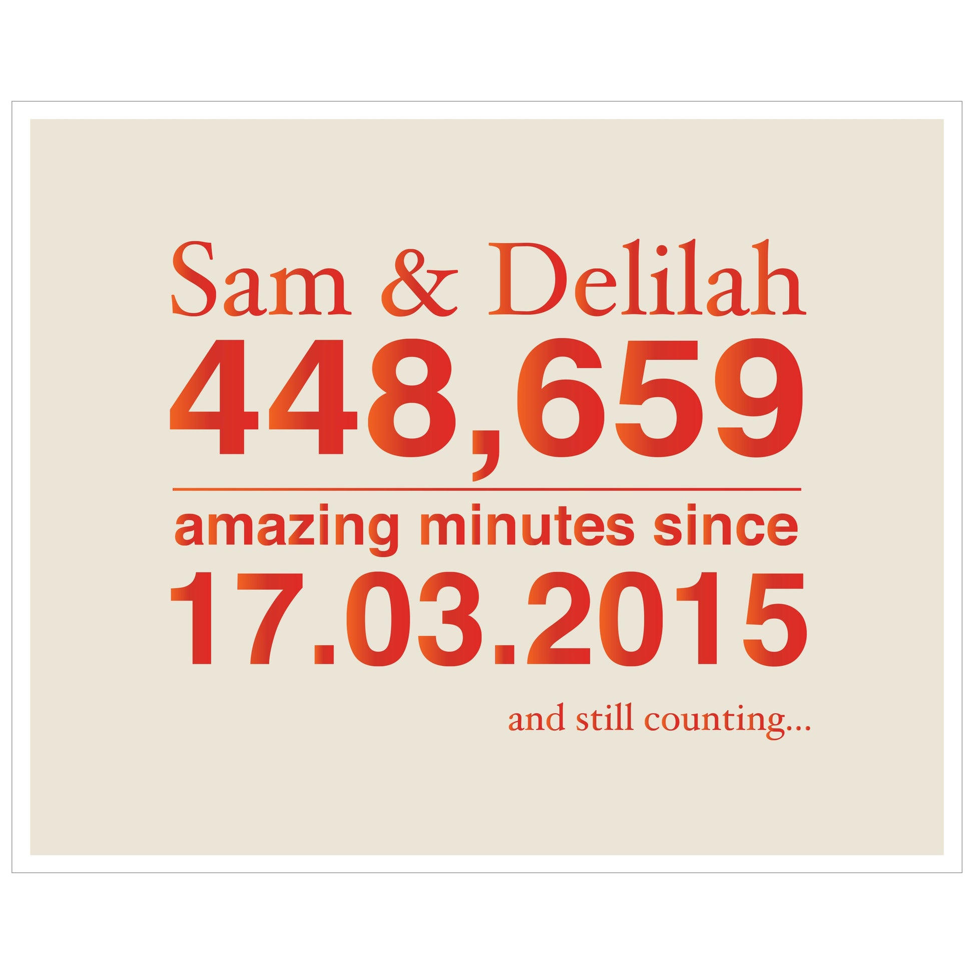 Special Minutes Together Personalised Print brambler