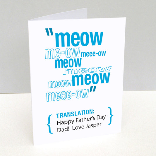 Personalised Cat Translation Greetings Card Loud Duck Design