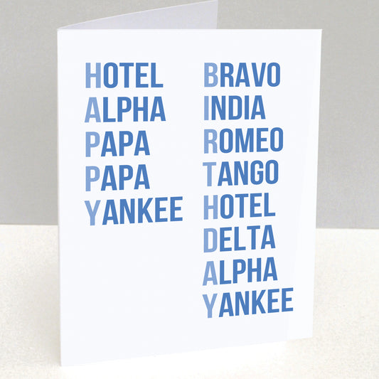 Phonetic Alphabet happy Birthday police Card - brambler