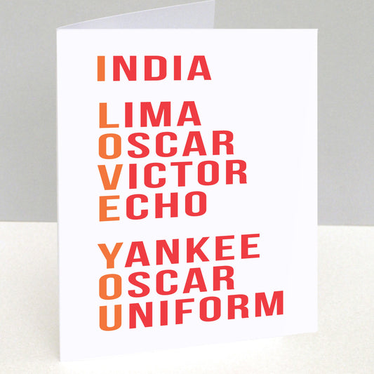 Phonetic Alphabet Valentines Card co&t