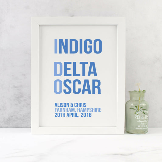 I do Phonetic Alphabet wedding print co&t