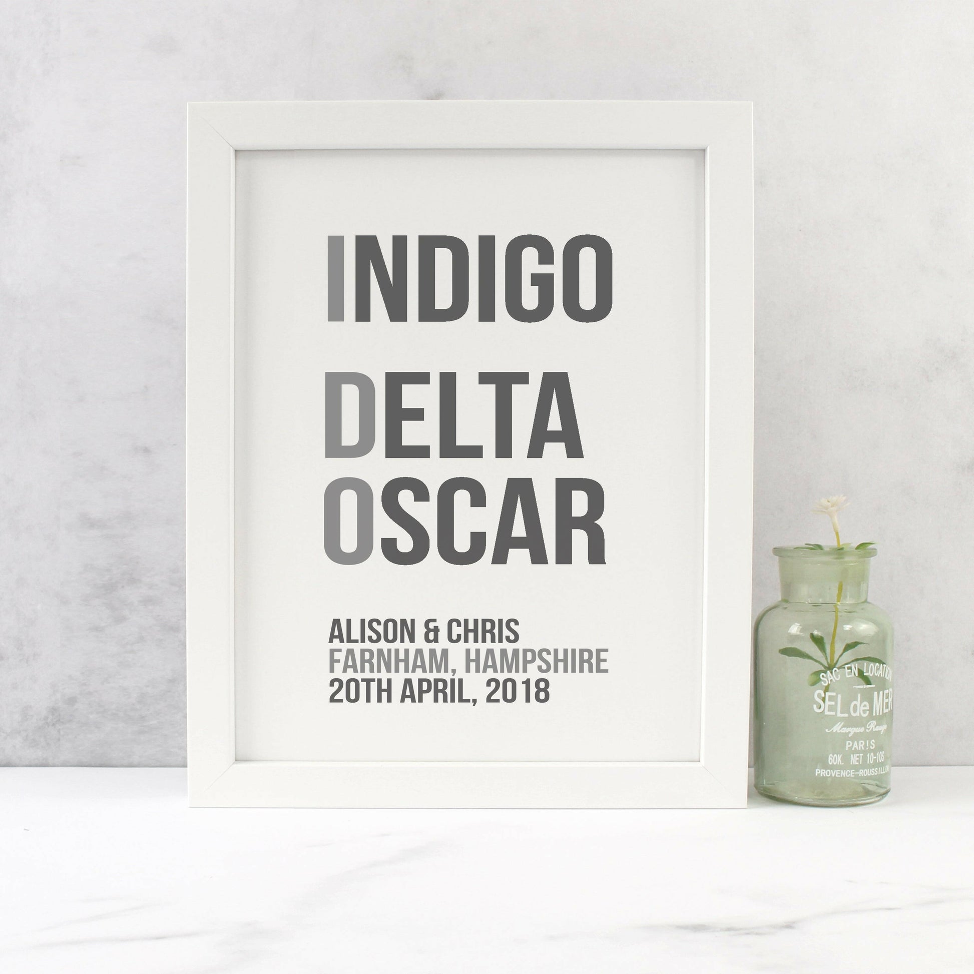 I do Phonetic Alphabet wedding print co&t