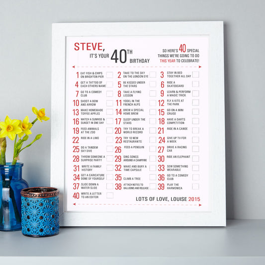 Personalised Bucket Year List Print brambler