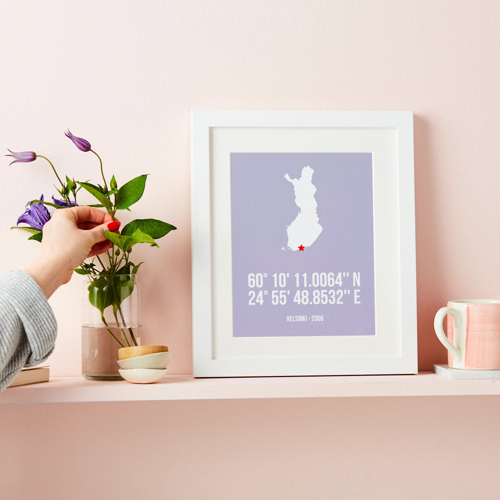 Map Coordinates Personalised Print brambler