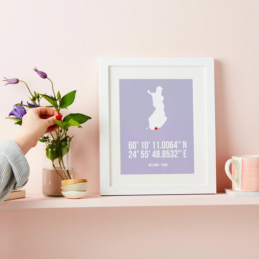 Map Coordinates Personalised Print brambler