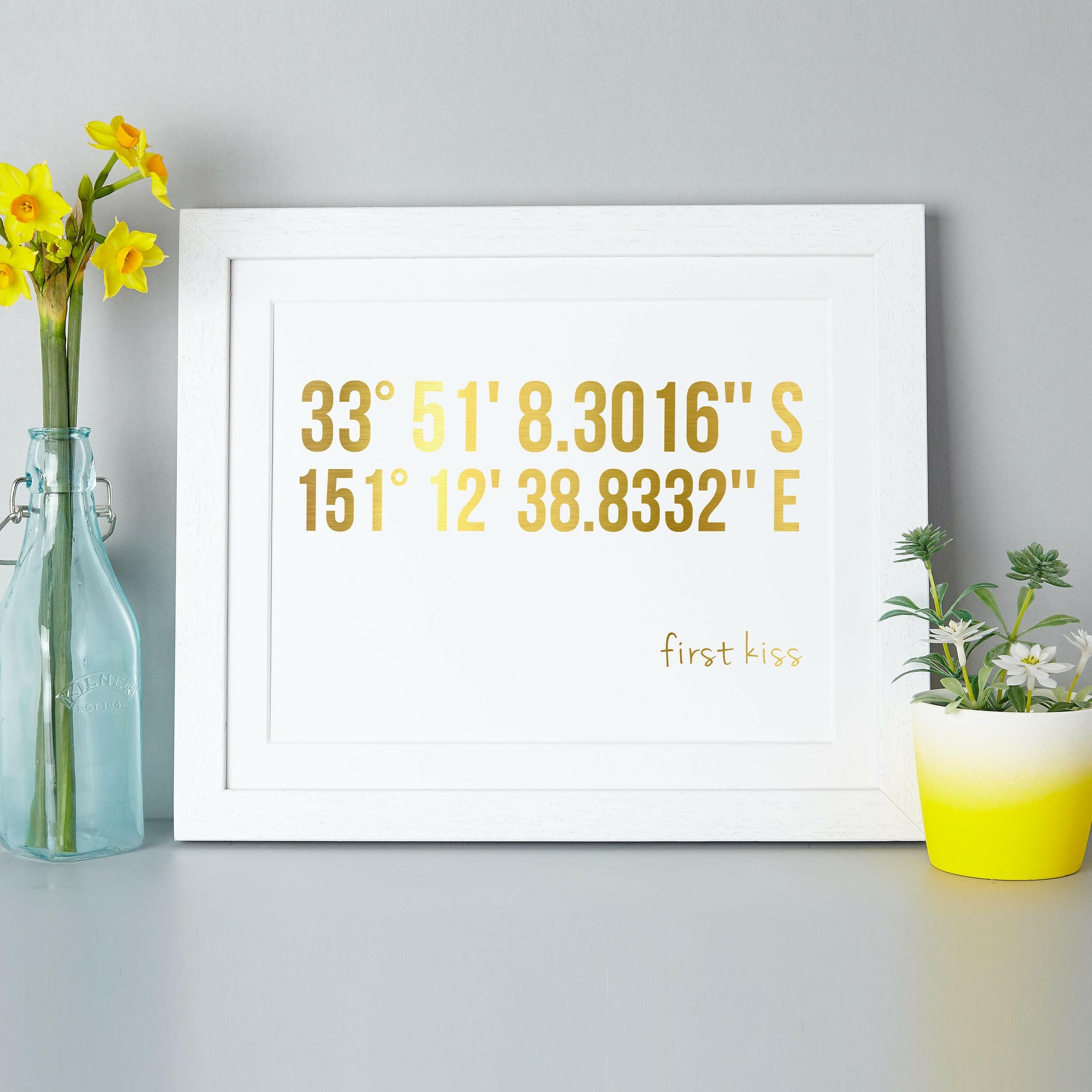 Coordinates Gold Or Silver Foil Personalised Print brambler