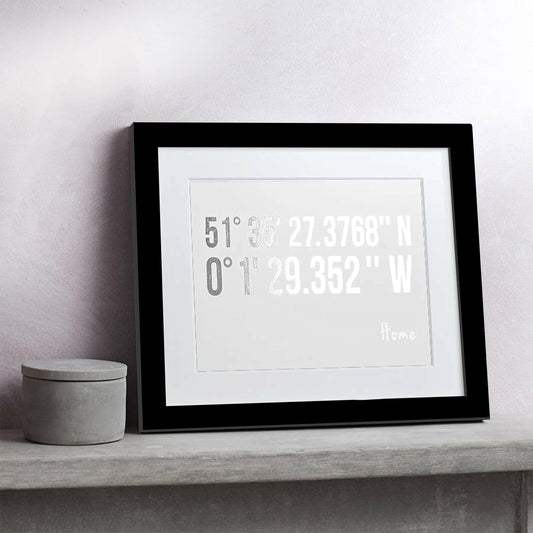 Coordinates Gold Or Silver Foil Personalised Print brambler