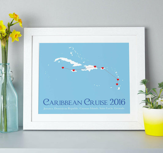 Personalised treasured locations cruise ship print brambler