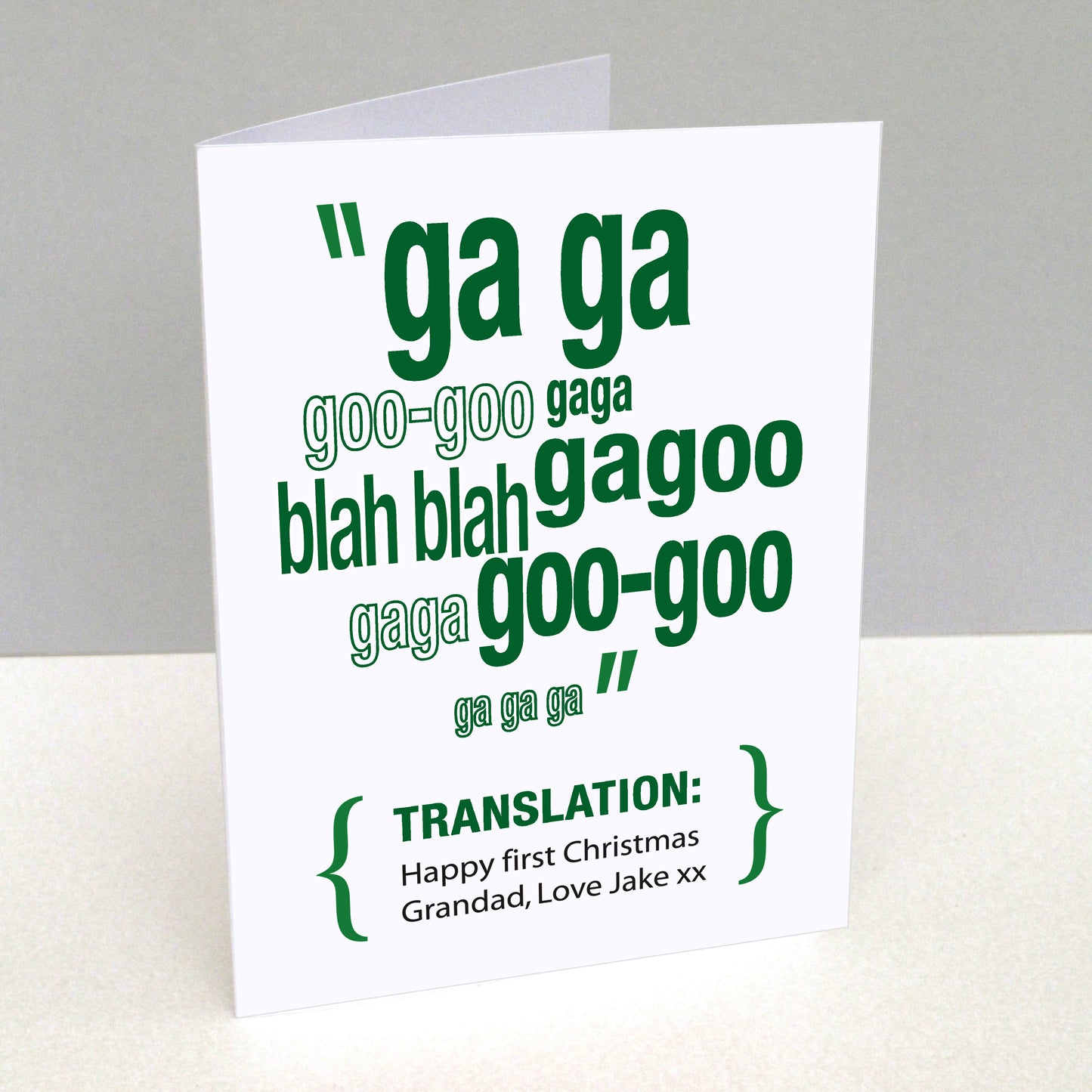 Baby Talk Translation Greetings Card Personalised