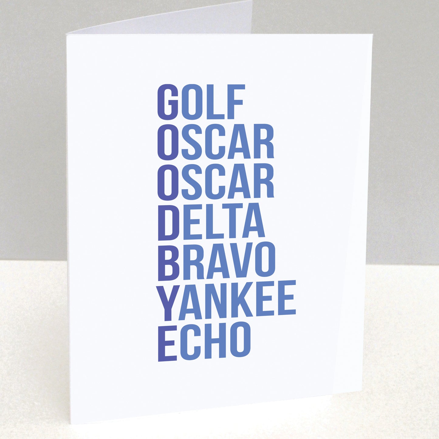 Goodbye leaving Card in the Phonetic Alphabet