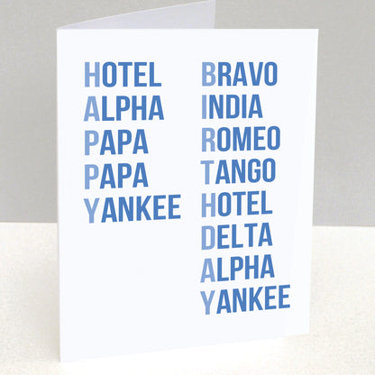 Phonetic Alphabet happy Birthday police Card