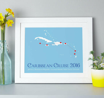 Personalised treasured locations cruise ship print